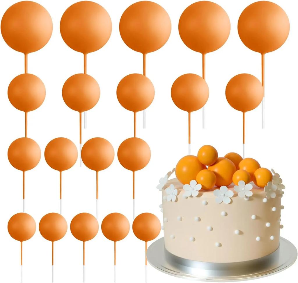 20 Pcs Mini Balloon Cake Topper Decorations with Gold Balls On Sticks - Cake Picks for Birthday, Wedding, and Party Decorations
