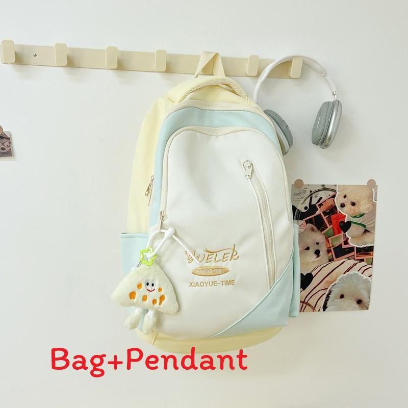 Stylish Letter Embroidered Backpack With Spliced Design For Campus And Travel
