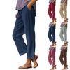 Women's Fashion Solid Color Loose Elastic Waist Straight Pocket Casual Pants