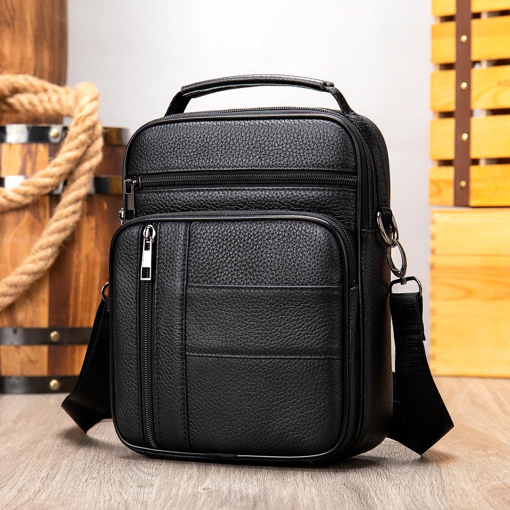 Classic Vintage Men Shoulder Bag Genuine Leather Business Men Crossbody Bag High Quality Designer Handle Handbag for Men Travel Bag KTY