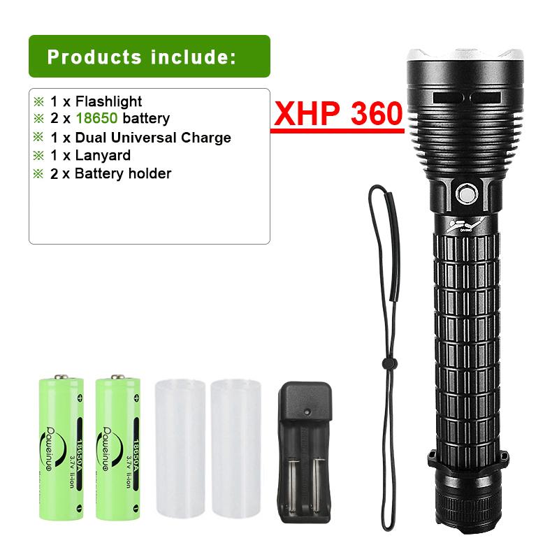 10000LM Powerful LED Diving Flashlight Super Bright XHP360 Professional Underwater Torch IPX8 Waterproof Lamp Use 26650 Battery