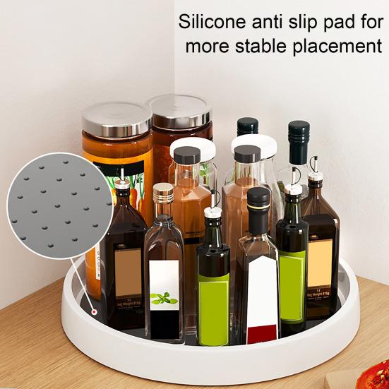 Lazy Susan Turntable Organizer Spice Holder 360-Degree Rotatable Large Capacity Non-Slip Base Design Storage Holder