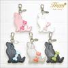 Golden Retriever Charm Cowhide Leather Rhinestone Jeweled Keychain Made In Japan Happy Keyring Bag Charm Labrador Dog Lover Pet Dog [Happy]