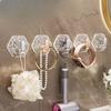 Light Luxury Bathroom Hook Hexagonal Adhesive Wall Seamless Transparent Acrylic Adhesive Hook Without Drilling