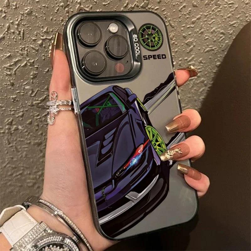 Fashionable Car Anti-fall Print Phone Case for Mi 14T 14 13 12 12T 11 Lite Poco X6 F6 F5 X5 M3 Pro 4G 5G Silver IMD Cover