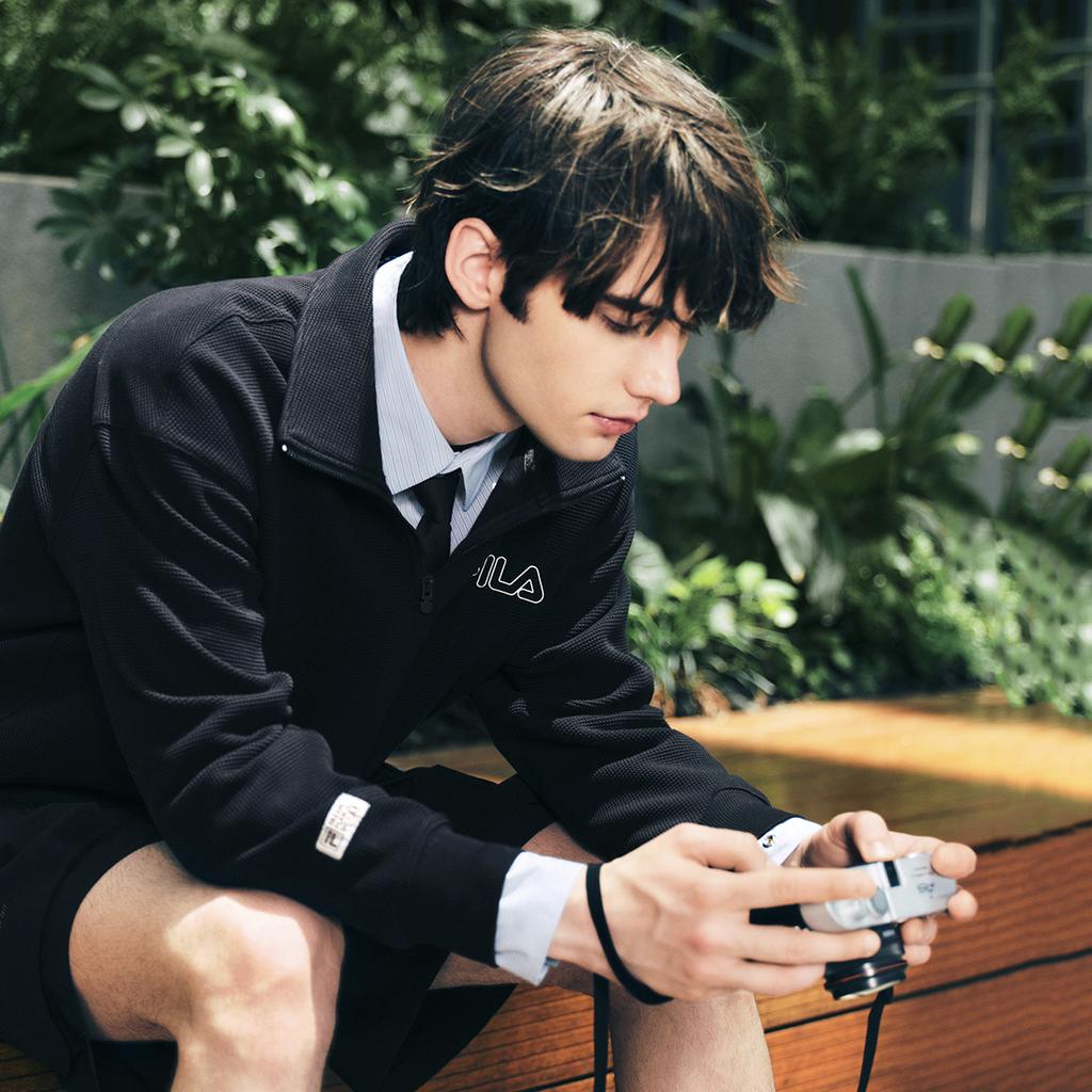 Fila Fashion Versatile Loose Casual Polo Sweatshirt Unisex Sweatshirt F51U539207F-BK