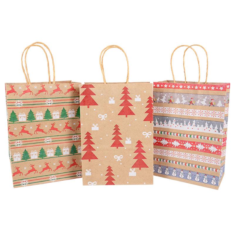 5pcs Kraft Paper Gift Bags Merry Christmas Candy Cookie Packaging Bag Boxes Natal Kids Favors 2026 New Year Party Decoration