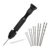 Saipor Stainless Steel Pin Hand Small Hole Drilling Manual Micro Drill Bit Precision DIY Includes 10 Twist Drill Bits Vise, Drill, Tool, Set, Tool,