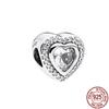 Sparkling Leveled Heart & Family Infinity Red Heart Charm 925 Sterling Silver Women Jewelry Beads Fit Original Fasion Bracelet