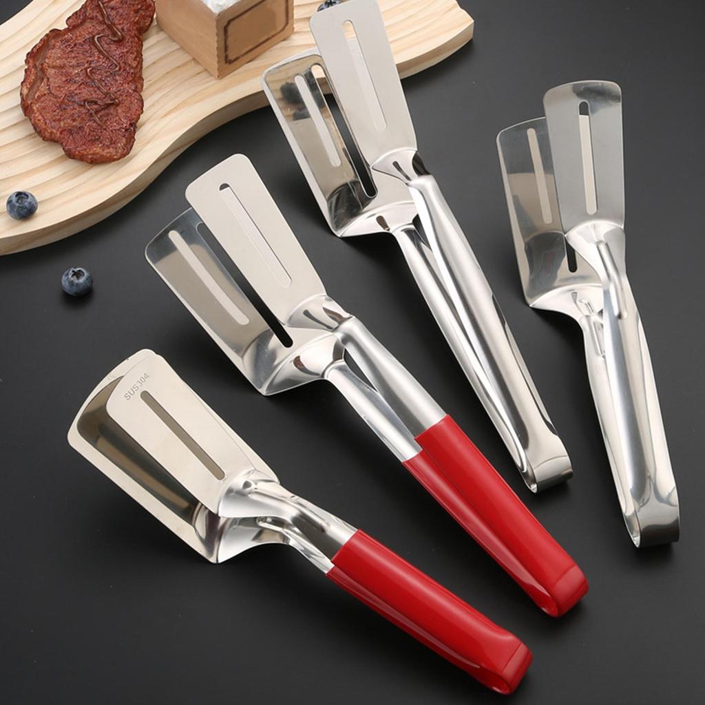 Зажим для гриля Зажимы для стейка из нержавеющей стали Кухонная лопатка-перевертыш для барбекю Щипцы Зажим для бургеров BBQ Пиццы Пирогов Кухонные щипцы