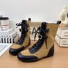 2025 Autumn New Lace-up Flat-bottomed Locomotive Martin Boots Women's Fashion Versatile Retro Mid-tube Boxing Boots Women's Boots