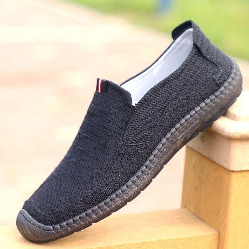 Men Canvas Shoes Flat Slip On Breathable Casual Shoes for Middle-aged Elderly Men Summer Concise Outdoor City Walk Sneakers 2025