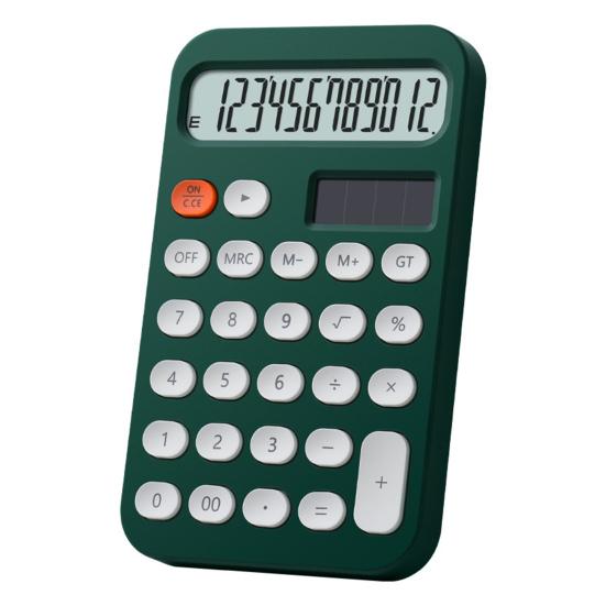 Desktop Calculator Solar Powered Battery Operated 12 Digits Non-slip Oval Buttons Large LCD Display Finance Student Calculator Office Supplies