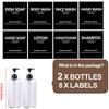2pcs/set 500ml Square Empty Lotion Bottles with Labels Refillable Bottle Dispenser Containers Soap and Dish Soap Dispenser