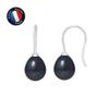 Earrings - - Genuine Black Cultured Pearls 7-8 Mm - White Gold - Woman