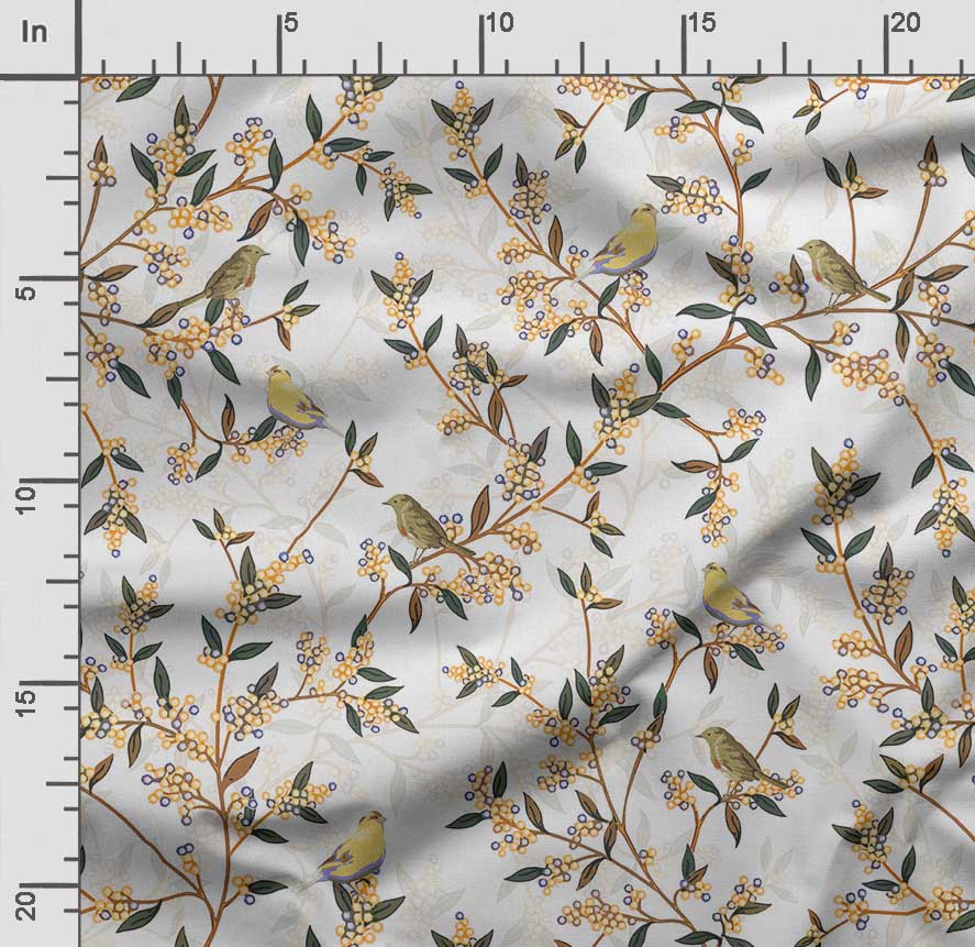 Soimoi Bird & Flowers  Print  Cotton Cambric Quilting Fabric Sold by The Yard 42 Inch Wide Medium Weight Cotton Fabric Sewing  Supplies