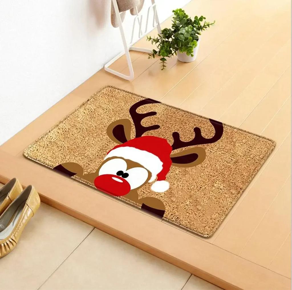 Merry Christmas Welcome Doormat Winter Non-Slip Rubber Backed Floor Mat for Home Indoor Outdoor Entrance Decoration