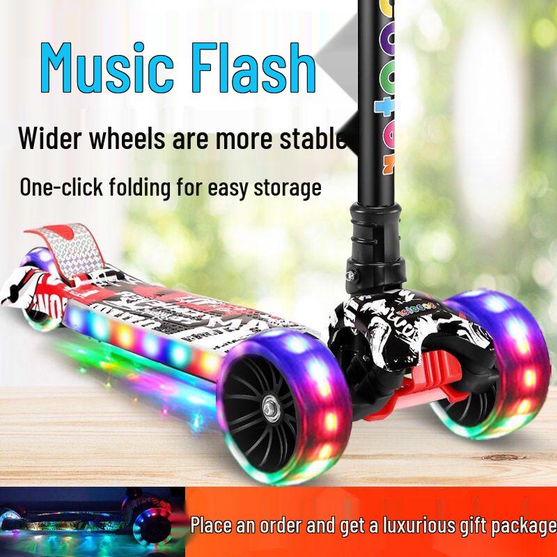 Foldable Children's Scooter with Seat for Ages 2-9