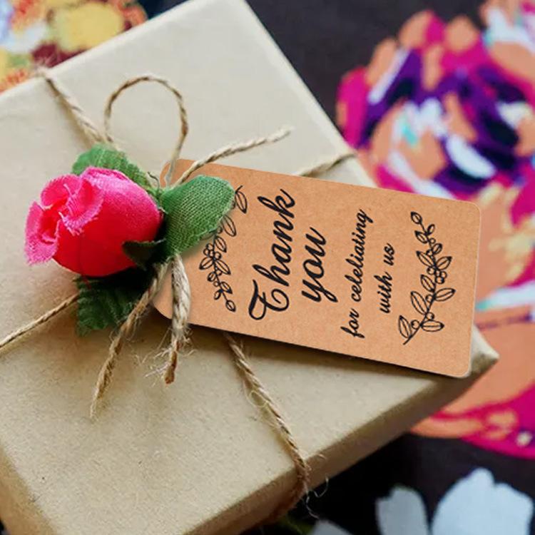 About 50PCS Kraft Paper Tags DIY Handmade/Thank You Multi Style Crafts Hang Tag With Rope Labels Gift Wrapping Supplies Wedding Favors