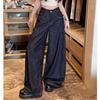 Spice Girl Retro Washed Wide-leg Jeans Women's Small High Waist Loose and Thin Straight Pants Drape Floor Trousers