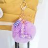 Adorable A-Z Letters Initial Keychain Sparkling Resin Alphabet Fluffy Hairball Pendant Backpack Decoration Accessories Gifts