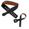 Guitar Leather Strap Black Hand Stitched Edge Adjustable Length Universal Bass Strap for Acoustic