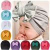 Solid Baby Cotton  Cute Bear Ear Bowknot Turban Hats Sweet Soft 0-4T Elastic Caps for Newborn Baby Boy Girls Headwraps