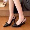 Baotou Sandals Spring New Pointy Head Shallow Mouth Butterfly Knot Leather Set Foot Anti-slip Wear-resistant High Heels