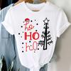 Summer Plus Christmas Series Printed Round Neck Loose Casual Pure Cotton Short Sleeved Top T-Shirts Women’s