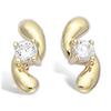 [L1838] - Gold Plated 'Câlin' Earrings Golden White - 11x4 Mm