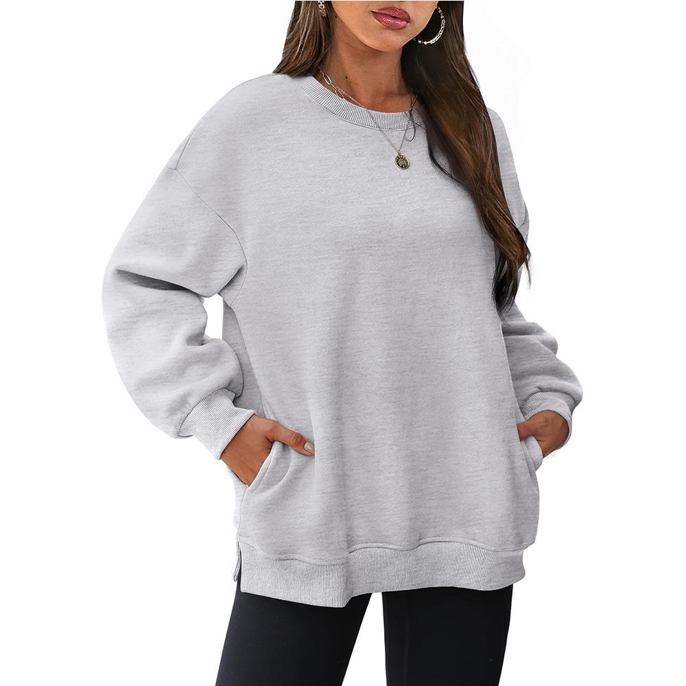 HNXC Women's Fashion Casual Solid Color Print Long Sleeve O-Neck Hoodies & Sweatshirts