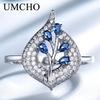 Sapphire Casual 925 Sterling Silver Leaf Finger Ring Popular Cubic Zirconia Custom Fine Jewelry Rings