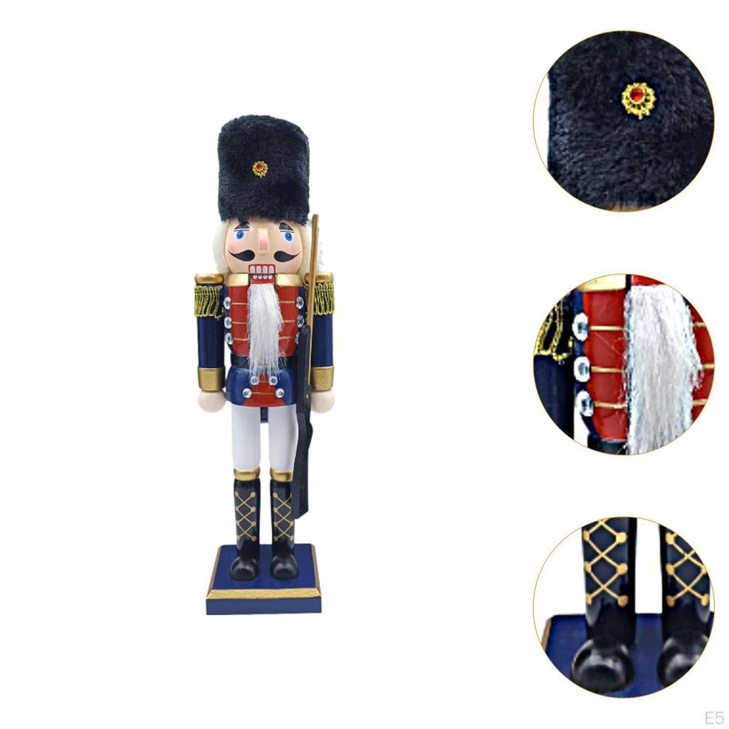 Traditional Wooden Nutcracker Ornament Christmas Decor Collectible Decoration Statue Figurine for