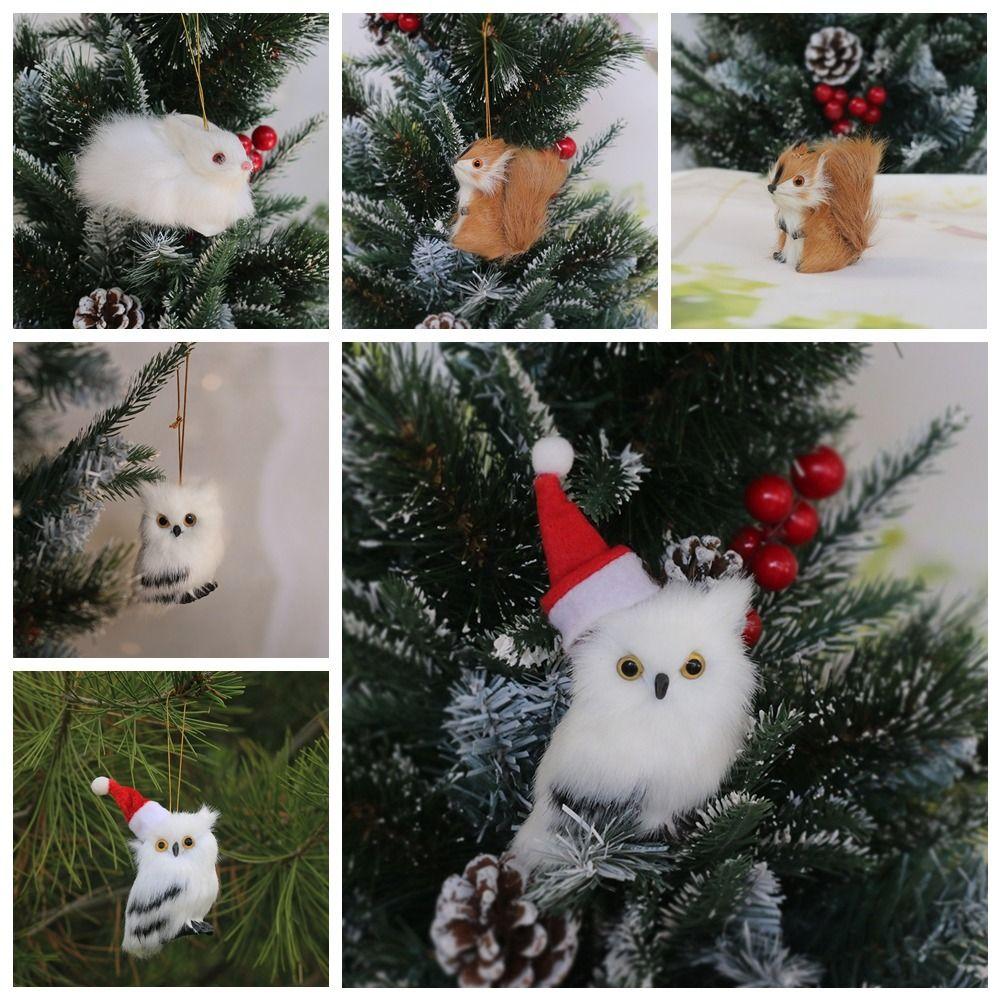 Plush Simulation Owl Bunny Christmas Tree Hanging NEW Animal Models  Party Decoration