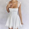 Women's Summer New Lace Lace Square Neck Halter Dress Slim Backless White Dresses