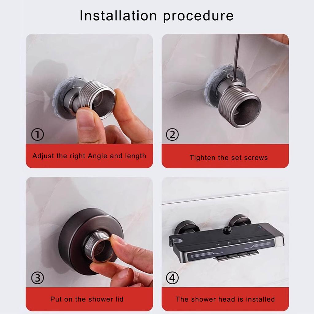 Stainless Steels Shower Tap Adapter 360 Degree Adjustable Angled Bents Base Extended Angled Showerhead Corner Joint