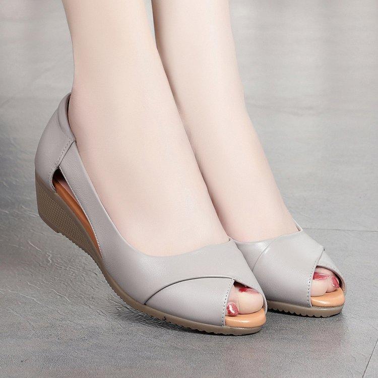 Casual Sandals Women Wedges Sandals Pumps Ankle Buckle Open Toe Fish Mouth Med Summer Women Shoes Fashion  Wedges Shoes88u