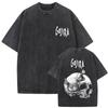 Washed Vintage Metal Rock Band Gojira Skeleton Graphic T-shirt Men Women Fashion Man Streetwear