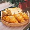 Плетеный вручную поднос для хранения из ротанга с ручкой, круглая плетеная корзина, сервировочный поднос для ужина, тарелка для еды, фруктов, закусок, торта