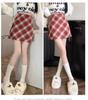 Women's High-Waist Wool Plaid Retro A-Line Skirt - Autumn/Winter Collection, Slim Fit, Short Length