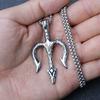 Carved Creative Domineering Retro Men's and Women's Hip-hop Sweater Chain Trident Titanium Steel Necklace