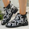 Fashion Trendy Gold Silver Large Size Work Boots Women's Butterfly Print Office Boots 2024 Autumn Fashion Non-Slip Bare Shoes