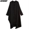 Dimanaf Autumn Dress Women Clothing Shirt Dress Oversize Cotton Elegant Lady Casual Loose Long Sleeve Vintage Cardigan Black