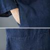 Women Plus Size Dress Solid Fashion Casual Denim Basic Long Dress Cotton Vintage Loose Blue Clothing