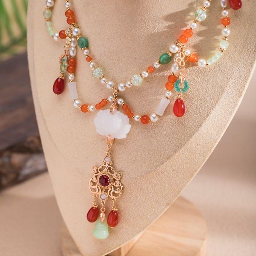 Ethnic Style Hanfu Ruyi Pendant Tang Ming Song Dynasty Long Tassel Necklace Party Jewelry