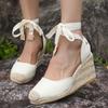 Fashion Espadrilles Wedge Sandals for Women Summer 2025 Closed Toe Ankle Strap Slingback Sandals Woman Comfort Lace Up Casual Sandalias