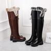 Women's High Heeled Boots, Comfortable and Warm Snow Boots, Luxurious Rabbit Hair Large Thick Heeled Women's Boots