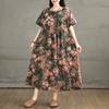 2025 Summer Women Plus Size Dress Floral Dress Elegant Linen Basic Casual Loose Maxi Vintage Dress
