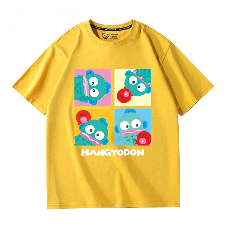 Hangyodon Harajuku Creative Pattern T-shirt Men's Casual Comfortable Summer 100% Cotton T-shirt Trend Fashion Loose T-shirt
