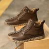 Classical Men Ankle Boots Vintage Soft Leather Business Handmade Casual Snow Shoes  Walking Shoe